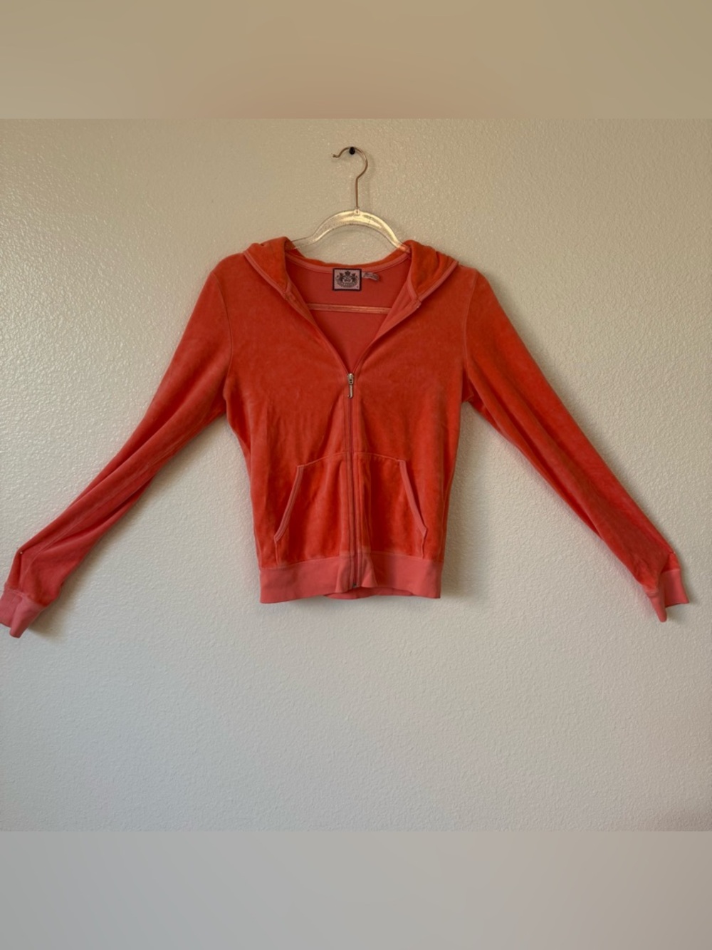 Juicy Couture Coral Pink Velour Zip Hoodie